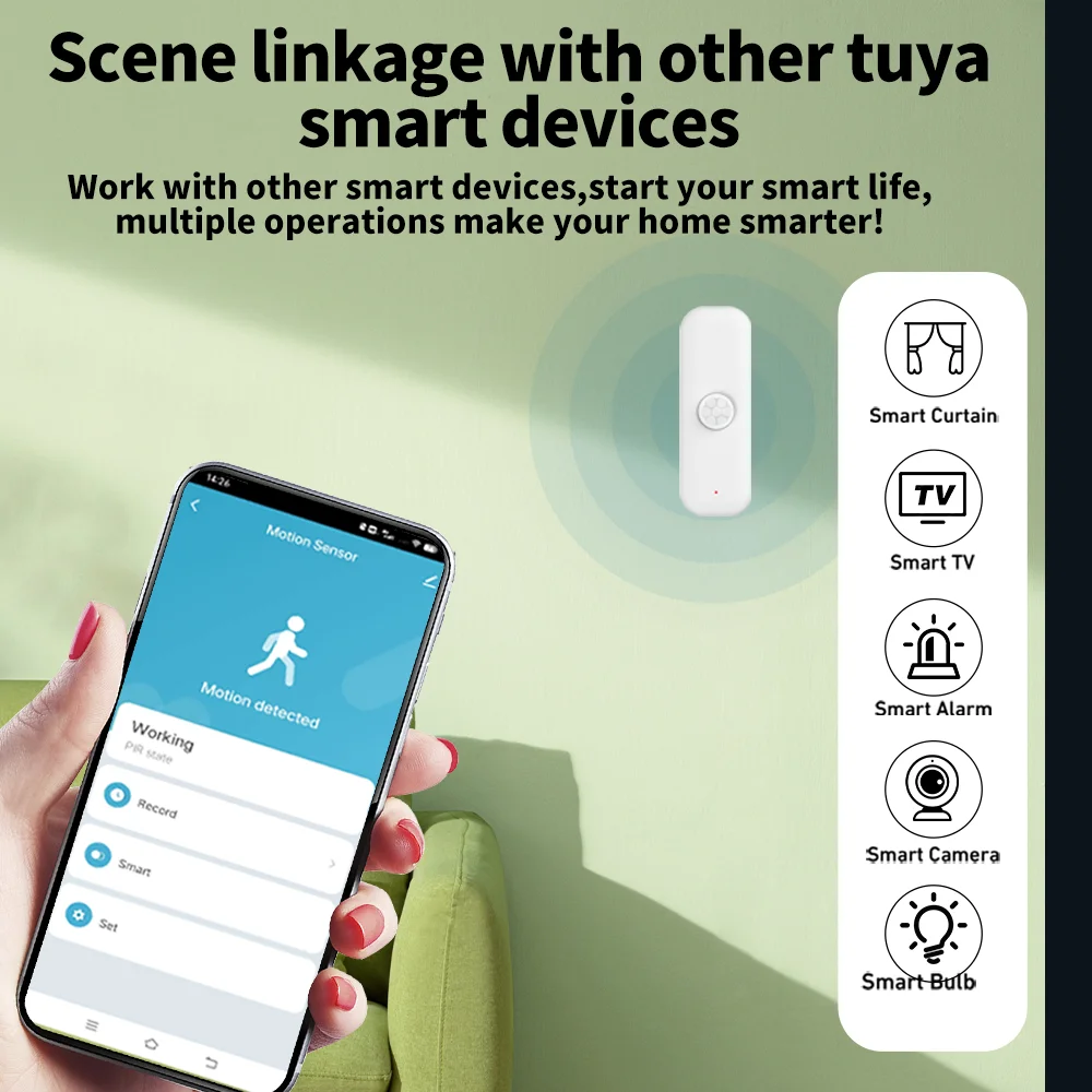 Tuya WiFI Bewegingssensor PIR Smart Human Body Home Inbraaksensor APP Afstandsbediening Smart Life Voor Smart Home Werk met Alexa
