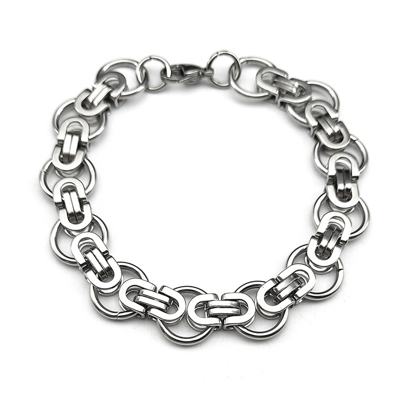 Hiphop Byzantijnse Ronde Ketting voor Vrouwen Mannen Goud Kleur Rvs Mannelijke Dikke Kettingen Sieraden kraag hombre: Rood-Bruin