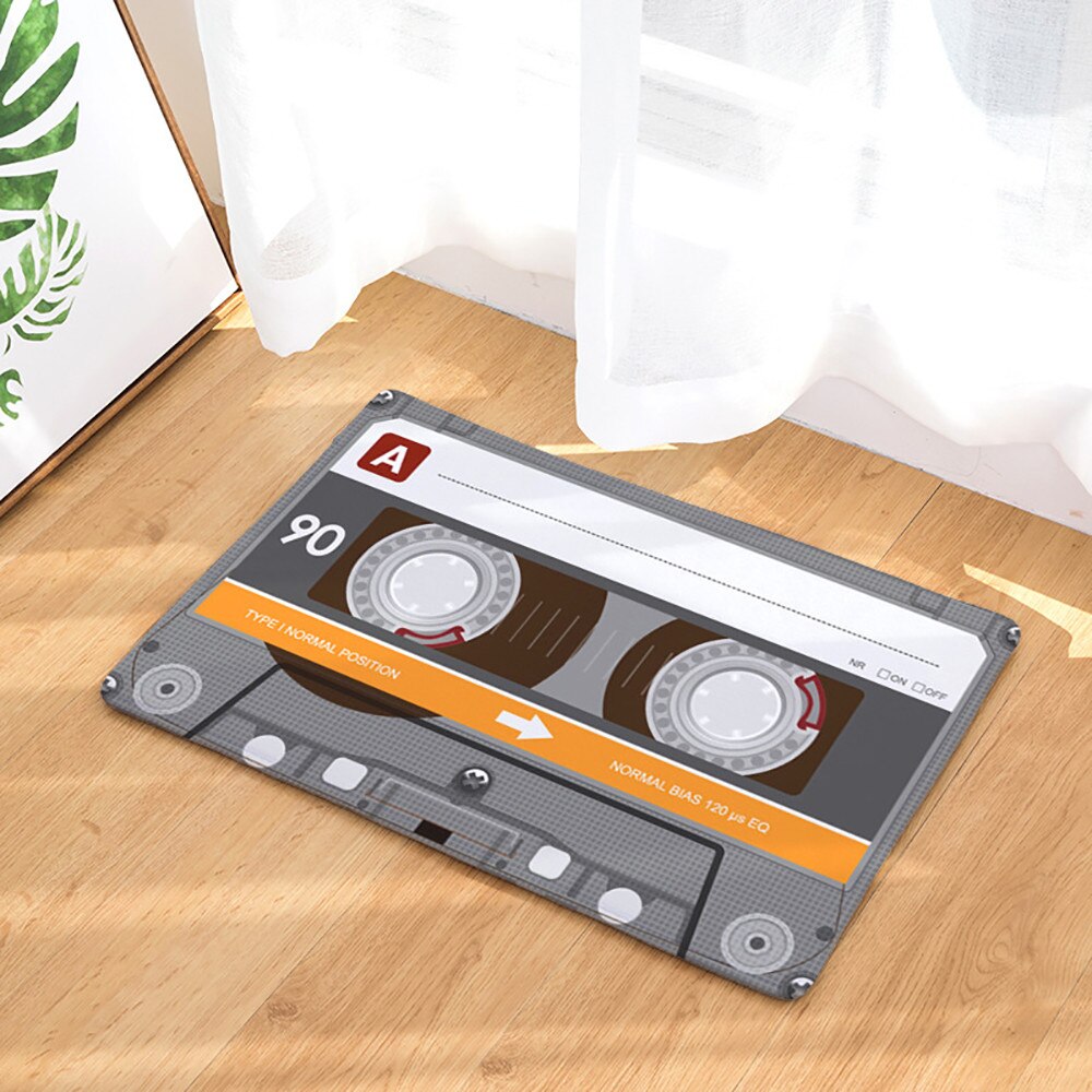 Non Slip Door Mat Flannel Vintage Cassette Tape Indoor Doormat Door Floor Mats Carpet Rugs Decor Porch Doormat Tapete 20JAN23: F