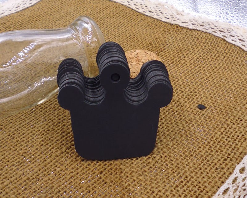 50 st kronformad pappersetikett 5.2 x 6cm handgjorda prisetiketter bröllopsfest kort hänga tag inslagningstillbehör: Svart