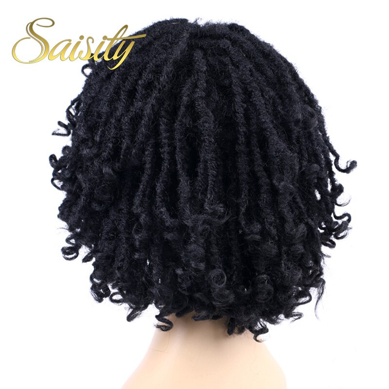 Saisity, peluca de pelo de talla mediana con rastas sintéticos para mujeres africanas, escarcha Ombre marrón con pelo negro, pelucas de trenzas rastas de Crochet Soul