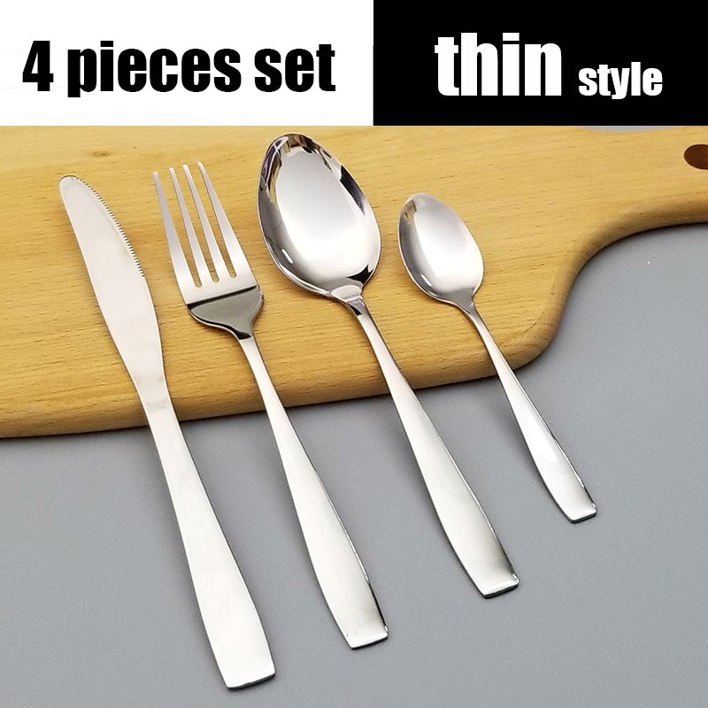 24 stk / sæt spisestel sæt top rustfrit stål middagskniv og gaffel bestiksæt med æske: 4 stk sæt