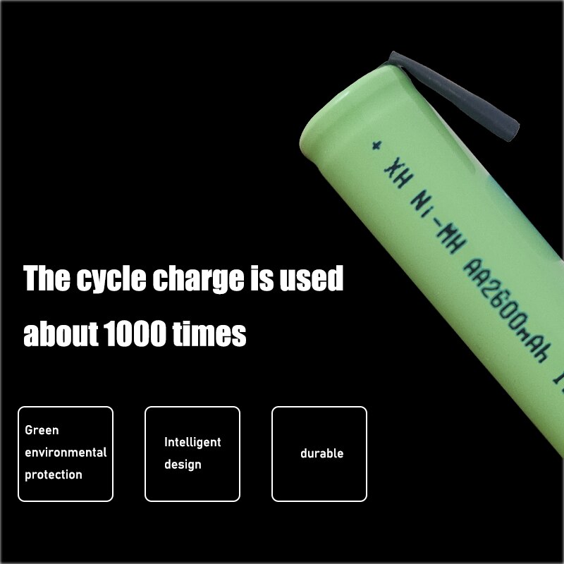 Original AA Rechargeable Battery 1.2V 2600mah AA Ni-MH Battery with Solder Pins for DIY Electric Razor toothbrush Toys