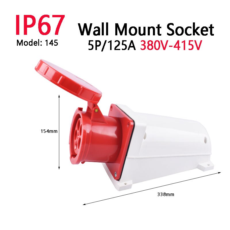IP67 63A/125A Industrial Plug Socket 3P/4P/5P Waterproof Electrical Connector Power Connection Industrial Plug 220V 380V 415V