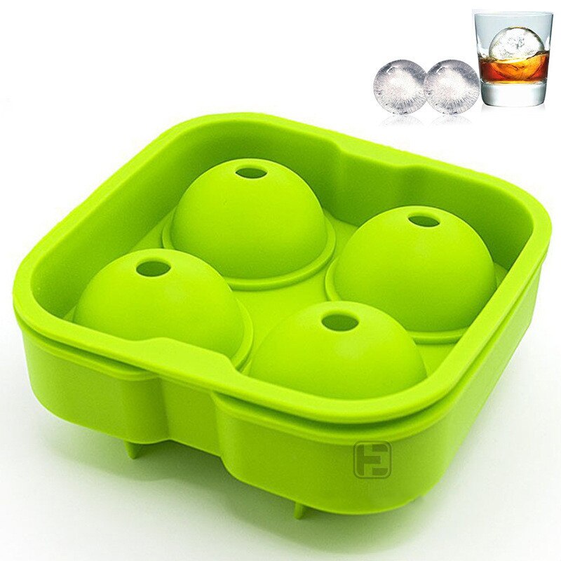 Large Ice Cube Maker Silicone Mold 4 Cell Sphere Ice Ball Ice Cube Tray Mold Wine Cocktail Party Bar Accessories Ice Cream Tool