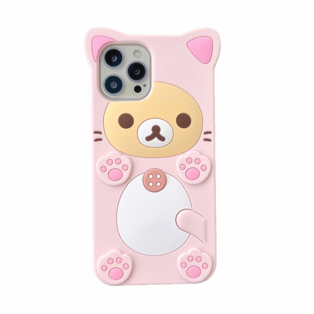 3D Leuke Cartoon Beer Kawaii Zachte Siliconen Case voor IPhone 16 15 14 13 11 Pro Max 12 Mini XS XR X 8 Plus SE Beschermhoes: Iphone 16