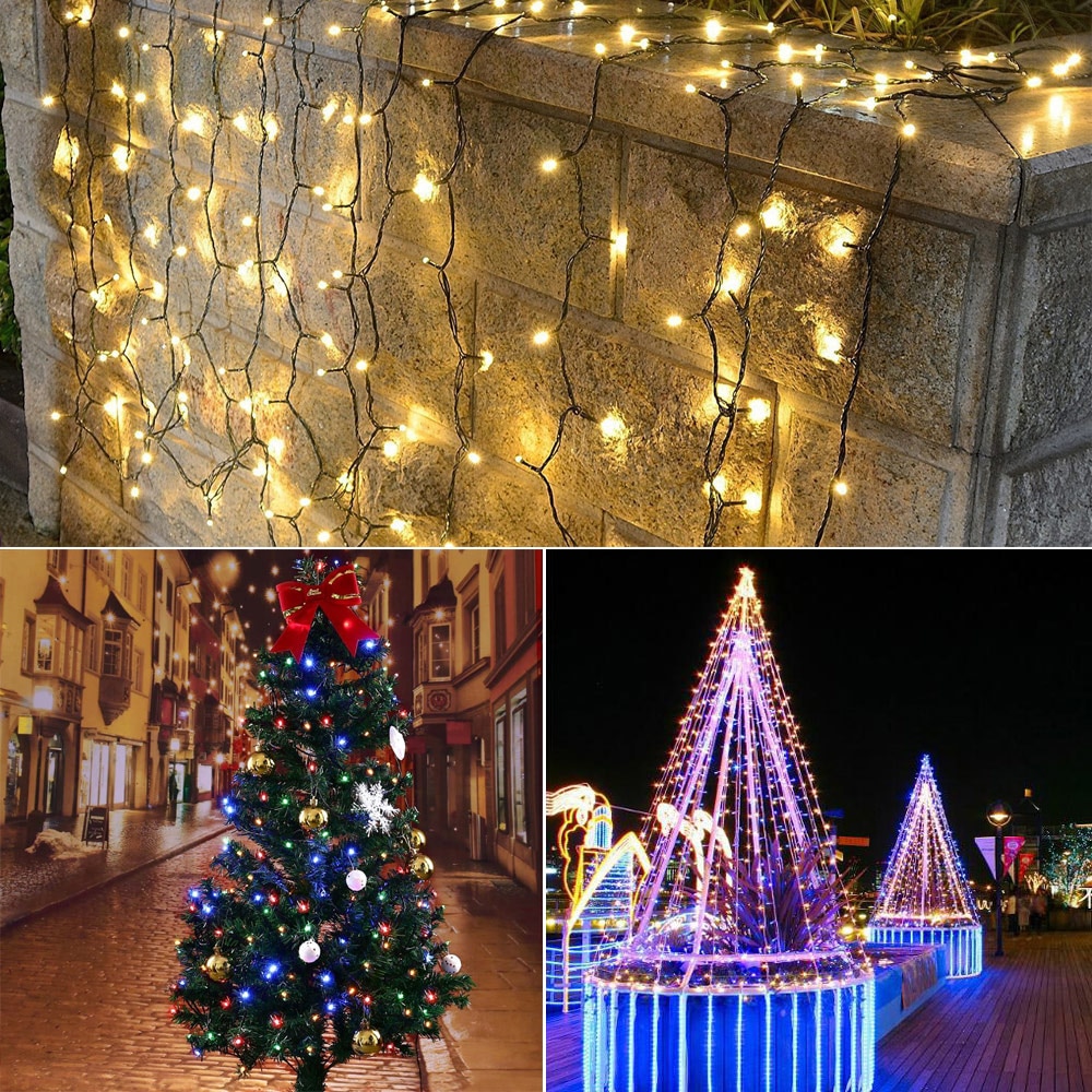 Fée lumières solaires lampes de pelouse étanche en plein air chaîne solaire lumières boule de cristal arbre de noël décoration de jardin pour les