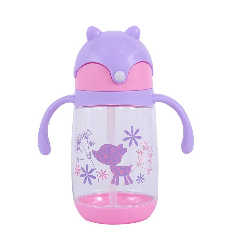 300ml Cute Fox Baby Feeding Cup with Straw Children Learn Feeding Drinking Bottle with Handle Kids Training Cup: Z