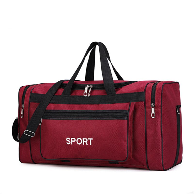 men women Large capacity hand luggage bags Handbags Fitness Nylon Duffel Weekend travel bag: Red