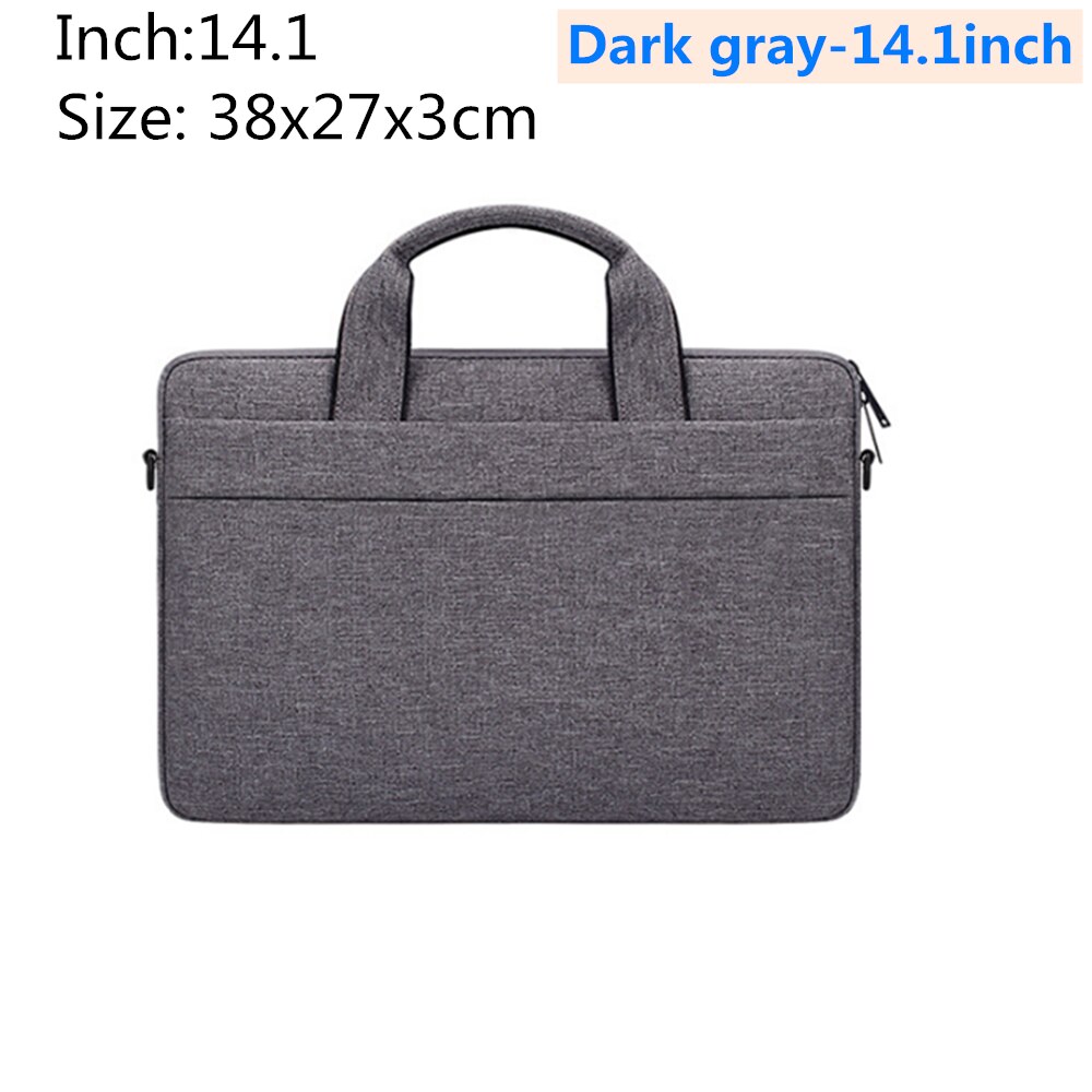 Waterproof Laptop Bag 13.3 14.1 15.4 15.6 inch For Macbook Air Pro 15.6 inch for Apple Notebook shoulder diagonal Briefcase: Dark gray-14.1inch