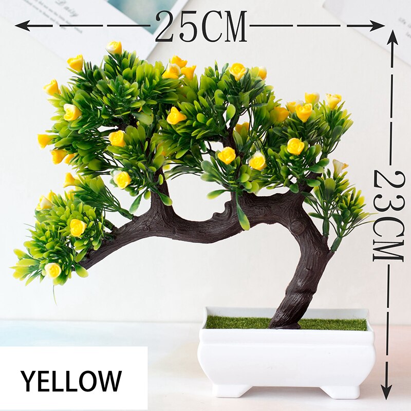 Plastic Rose Flower Artificial Plant Potted Table Room Decoration Ornaments Party Christmas Simulation Bonsai Craft Green Plant: Style 5