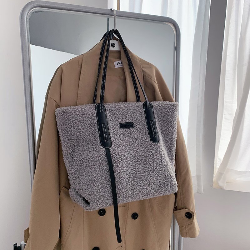 Sacs à main en fausse fourrure pour femmes, grand sac à bandoulière de luxe, fourre-tout pour dames, hiver