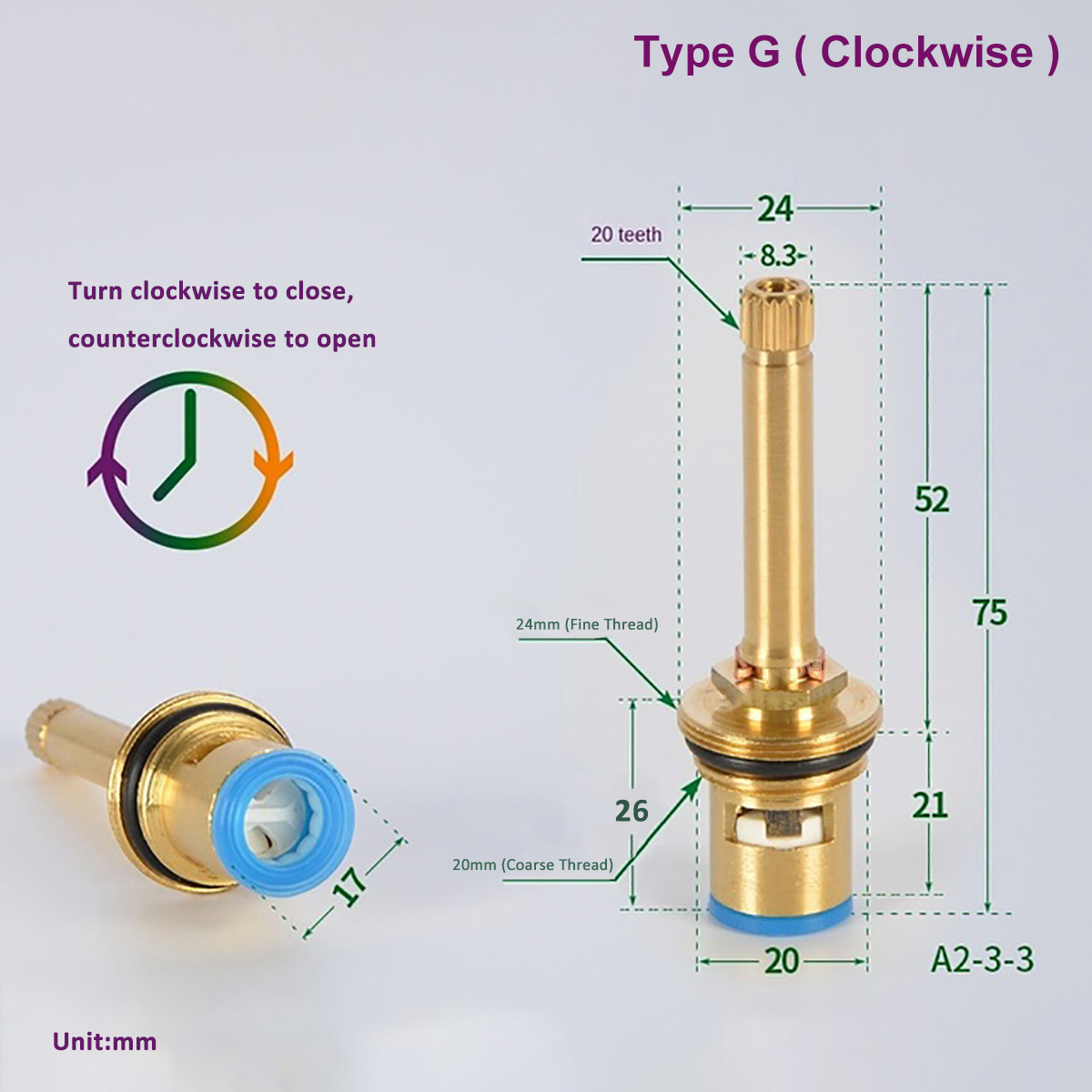 Universal Replacement Tap Valves Brass Ceramic Disc Cartridge Inner Faucet Valve for Bathroom Kitchen Clockwise / Anti-clockwise: Light Grey
