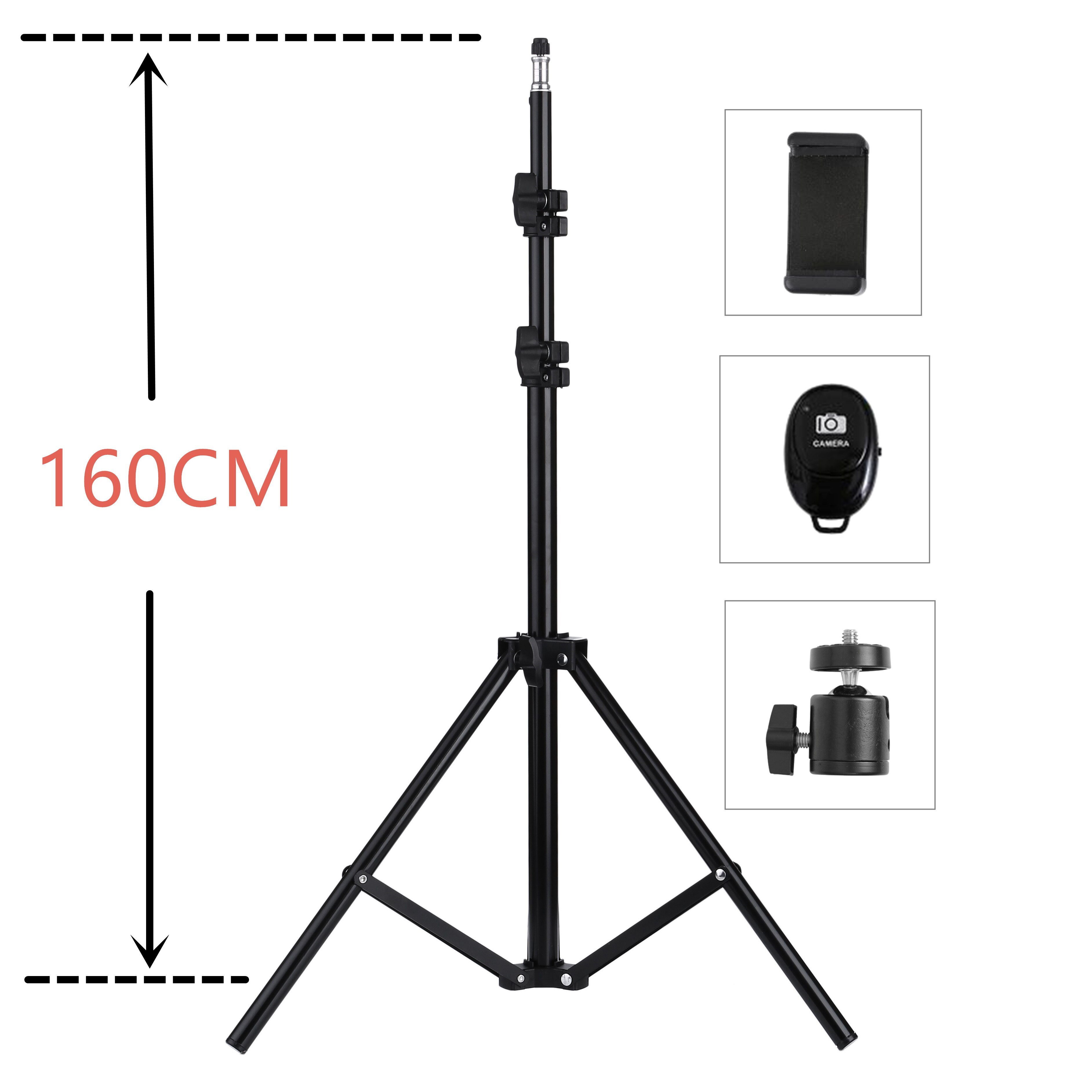 Draagbare 160Cm 200Cm Selfie Sterke Foto Statief Voor Mobiele Telefoon Digitale Camera Ring Lamp Met Bluetooth Afstandsbediening: 160cm selfie tripod