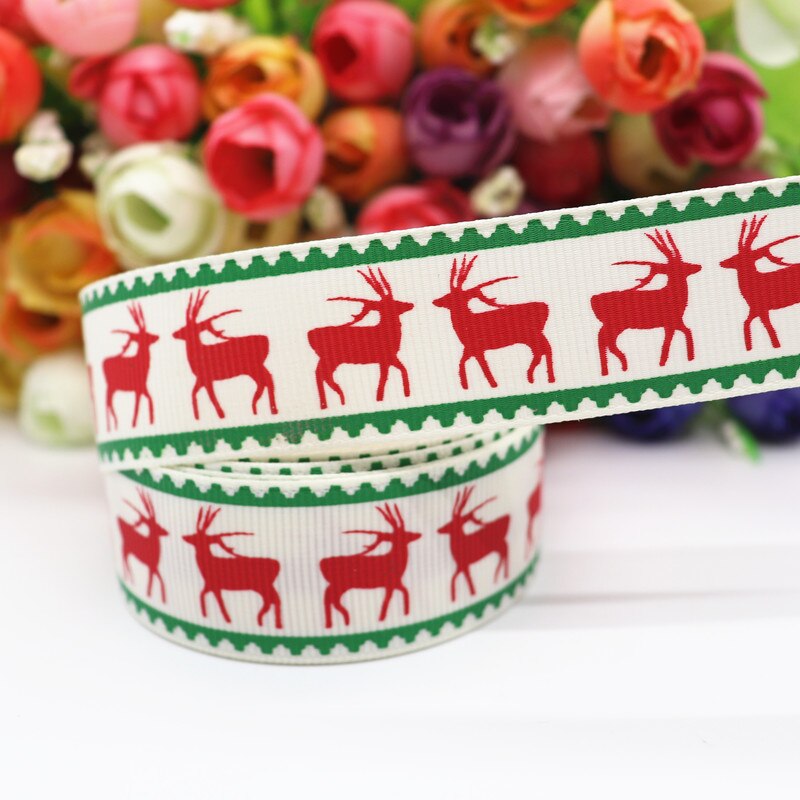 5 jardy 1 '' 25mm wstążki grosgrain z nadrukiem świątecznym na kokardy robić włosów/opakowania, materiały robić majsterkowania,  y19072404: 9
