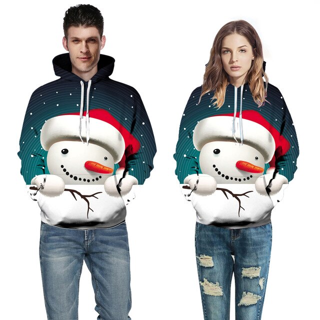 Män kvinnor jul 3d tryckta tröjor polyester skateboard hoodie xmas halloween huva streetwear tröjor kläder: Ql -6100 / Sm