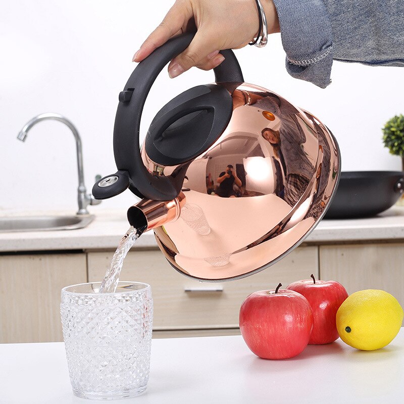 Rose Goud Moderne Luxe Waterkoker Mooie Gas Ketel Theepot Rvs Water Fluitje Kookplaat Chaleira Theepot EH50KE
