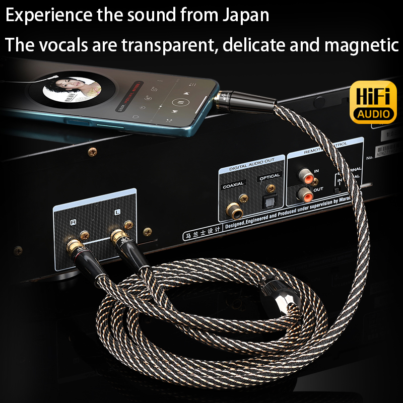 3,5mm til 2RCA Lydkabel - Stereo 3,5mm Jack til 2RCA Han AUX Kabel til MP3, Telefon, Forstærker, Højttaler
