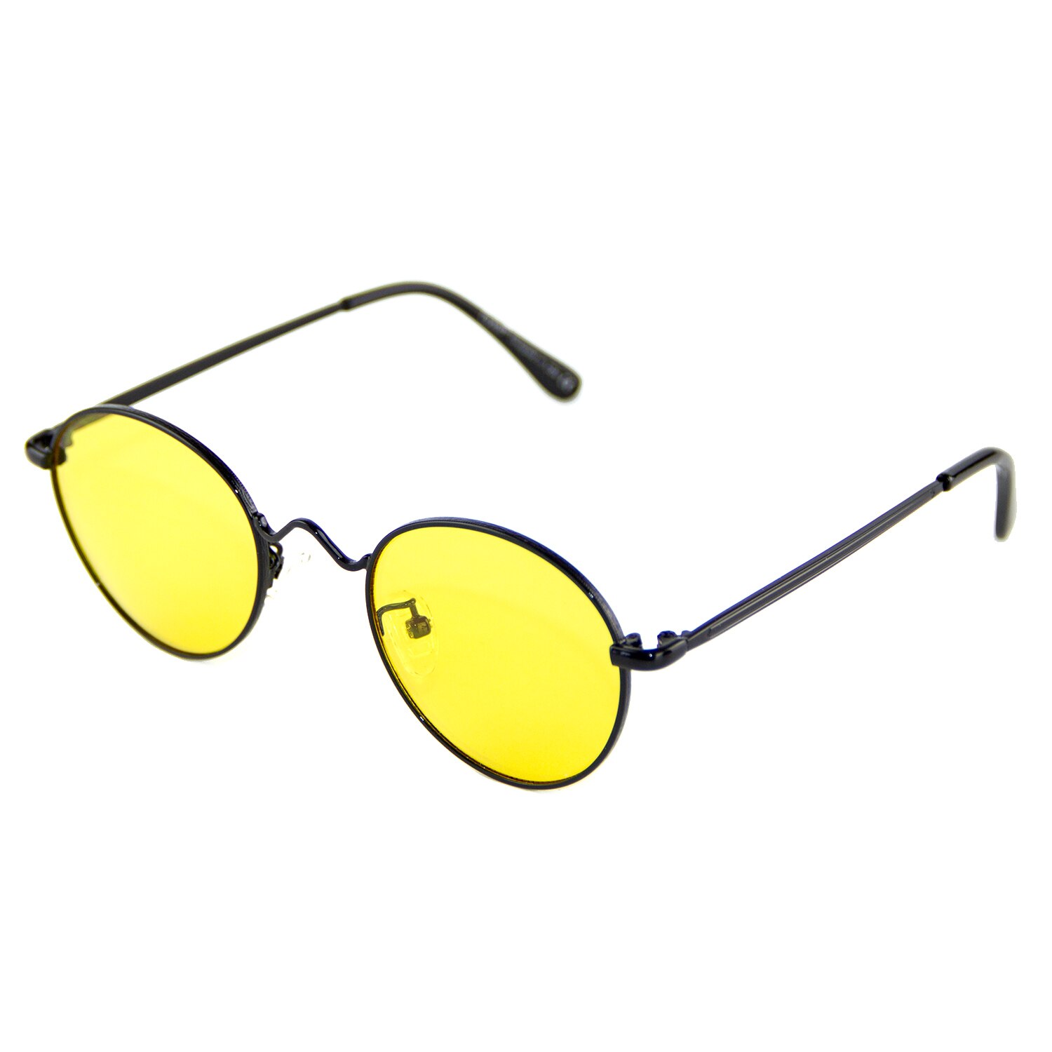 Cyxus Anti lumière bleue ordinateur lunettes Anti-fatigue oculaire bloquant UV400 coréen rond métal cadre lunettes pour femmes hommes 8702: Black frame yellow