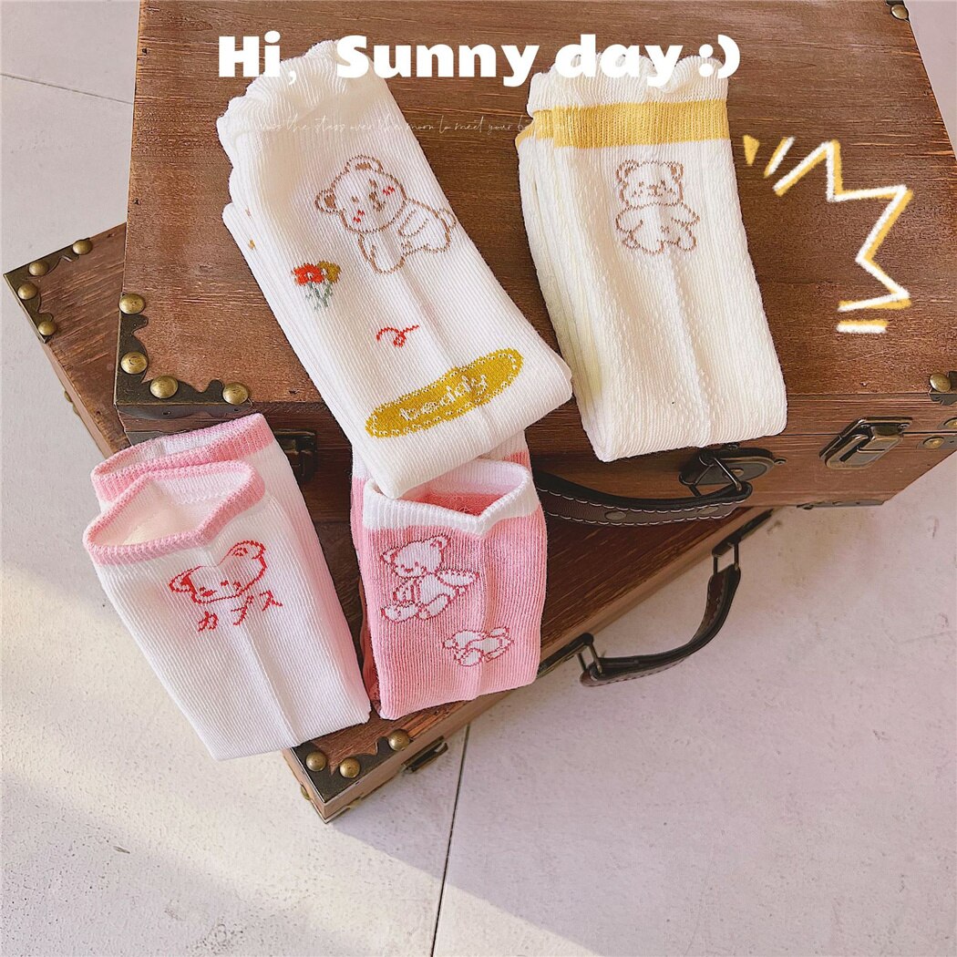 Baby Jongen En Meisjes Cartoon Beer Sokken Zachte Ademende Baby Kids Knie Hoge Lange Sokken Voor Peuter Booties Sokken Kinderen meias