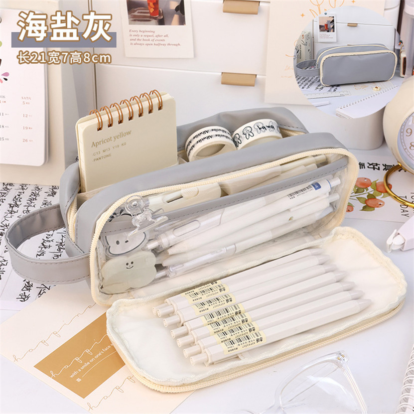 Transparent Pencil Case Trousse Portable Pencil Box Kawaii Fournitures Scolaire Waterproof School Pen Case Papeterie Japonaise
