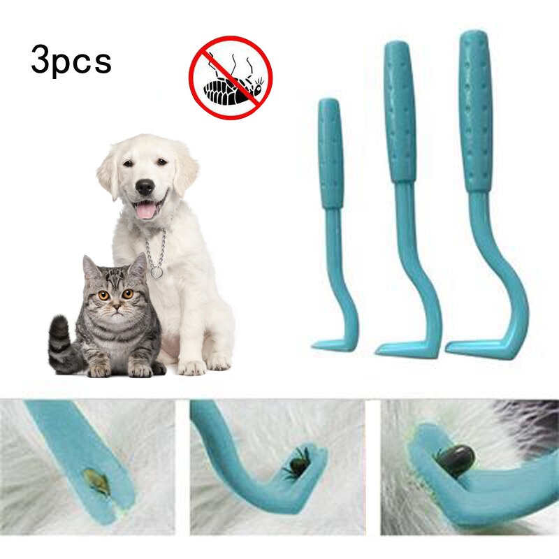 3Pcs Pet Tick Picker Flea Removal Tool Huisdier Kam Huisdier Vlo Remover Tool Krassen Haak Remover Huisdier Kam Kat hond Grooming Supplies