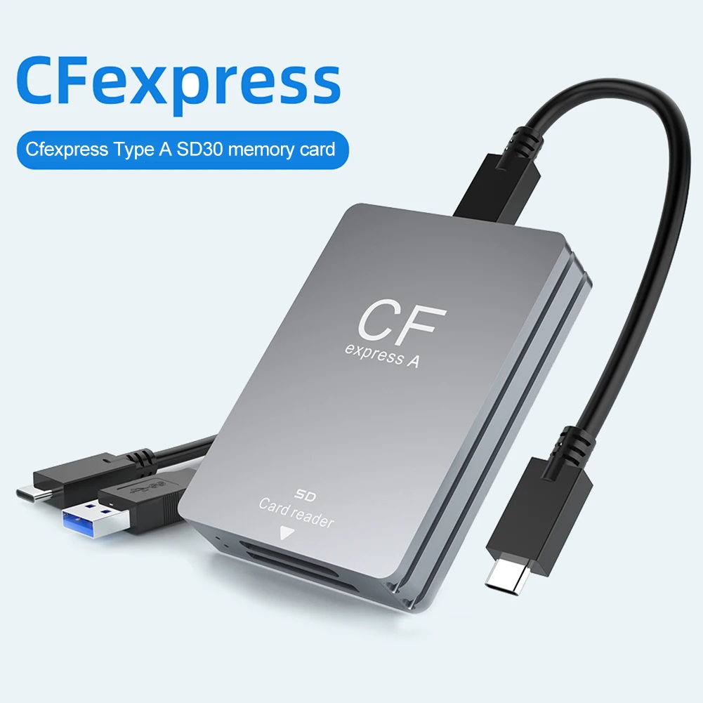 2 in 1 CFexpress Type A/B & SD-kaartlezer CFexpress-lezeradapter USB 3.2 10 Gbps Dual-Slot met USB C naar USB C/A-kabel voor SLR: zwart