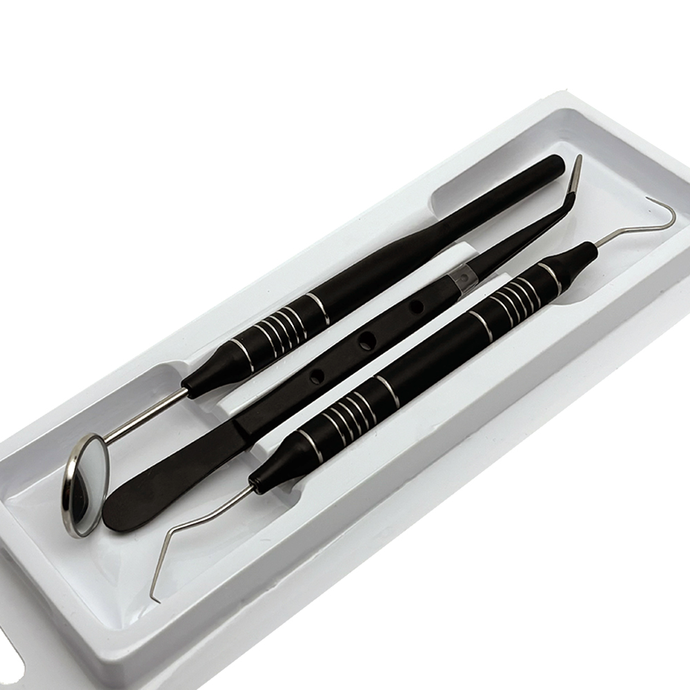 3 stuks tandheelkundige gereedschap set mondspiegel pincet curve sonde tandarts instrument tanden reinigen whitening tool kit: Default Title