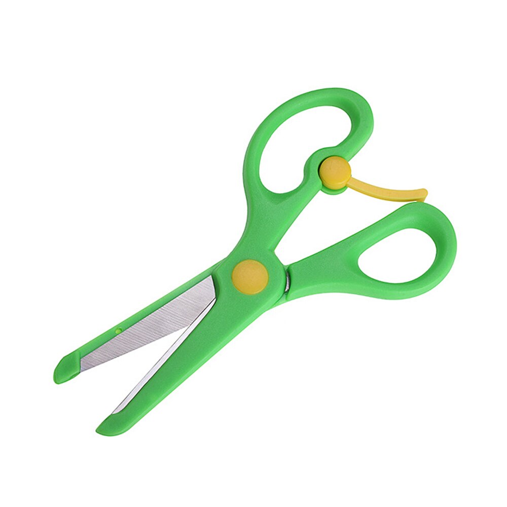 Scissors Stainless Steel Children's Scissors Stationery Elastic Safety Scissors Plastic Infant Round Head Hand Scissors: green
