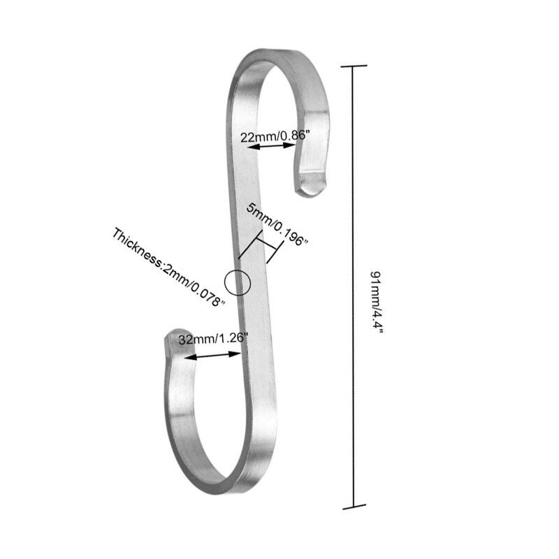 Duty Stainless Steel Flat S Shaped Hooks Fit for Pots Utensils Plants Clothes Towels Pans Cups with Slight Bent End-Pack of 12: Dark Khaki