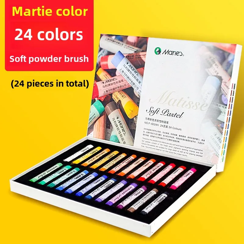 Maries Farbkreide, 24 Farben, 12 Farben, Kreide, 48 Malerei, Rosa, professioneller Pastellstift, Pinselbrett, Zeitungs- und Malzubehör: Schwarz
