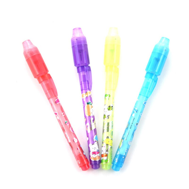 4 Stuks Magic 2 In 1 Zichtbaar Onder Uv Licht Pen Markeerstift Creatieve Briefpapier Onzichtbare Inkt Pen Willekeurige kleur
