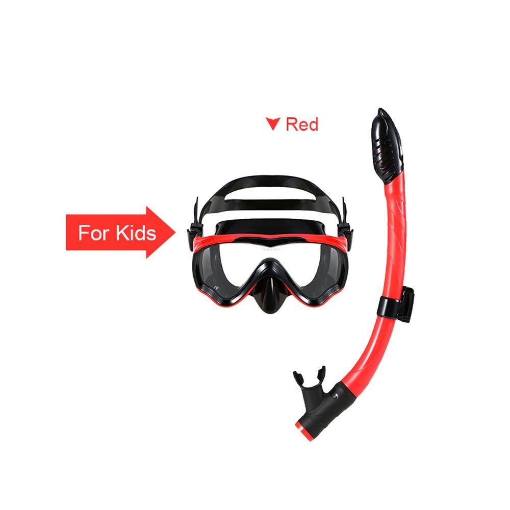 Kids Scuba Diving MaskTube Set Full-dry Snorkeling Mask Snorkeling Mask Goggles Swimming Glasses: red for kids