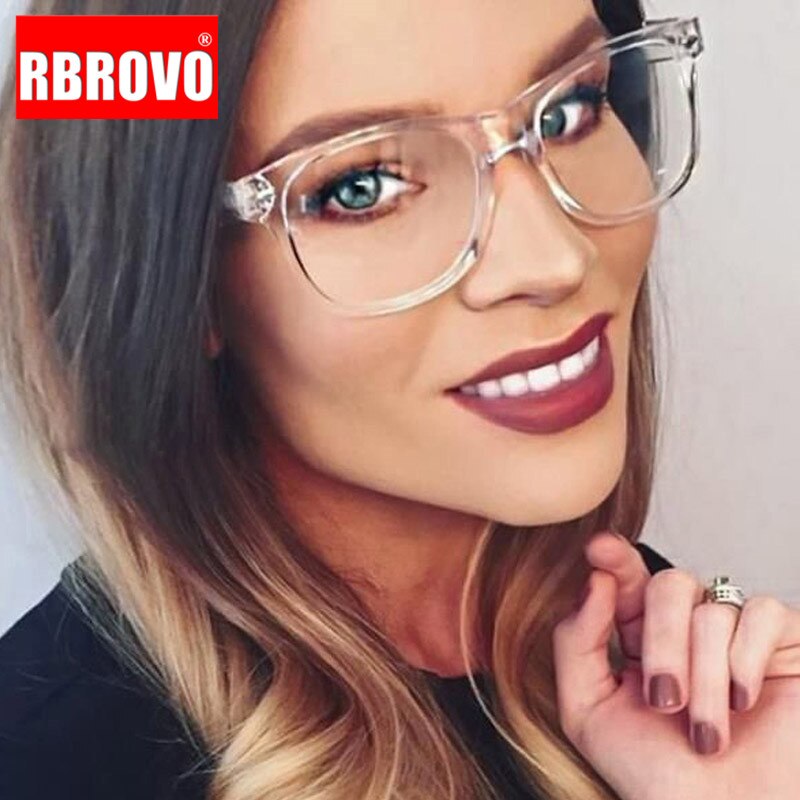 RBROVO Clear Glasses Frame Women Transparent Spectacle Frames Square Eyeglasses Frame Women Vintage Optical Frame Female