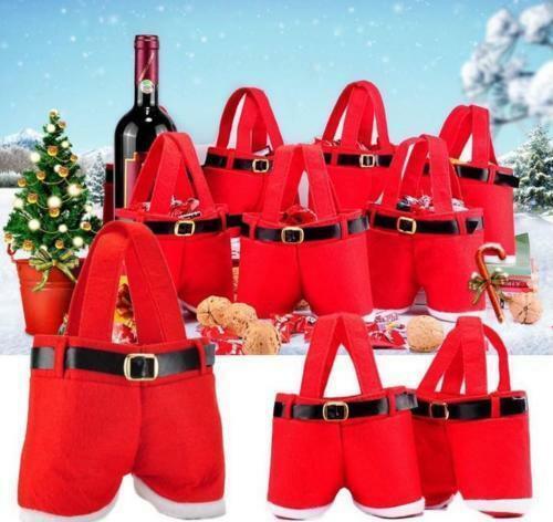 caramelo de la Navidad bolsa Santa pantalones bolsas cestas con mango festivo bolsa de