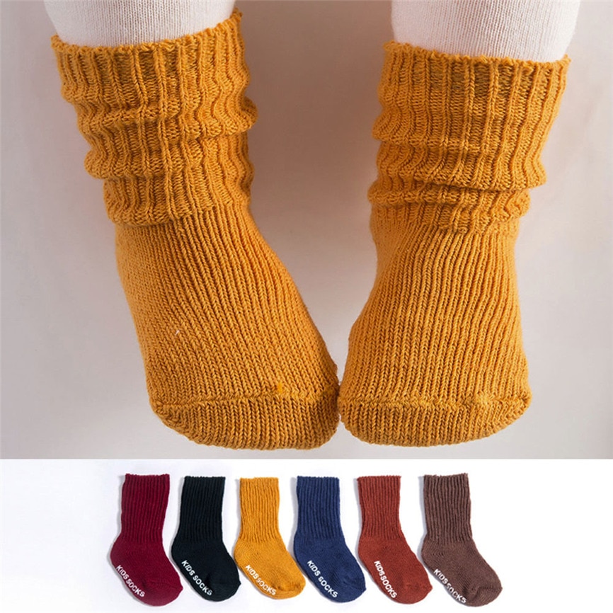 1 Pairs Socks Baby Knee Cotton Soft Solid Socks Girls Boys Winter Keep Warm Sock Knitted Comfortable Sockings