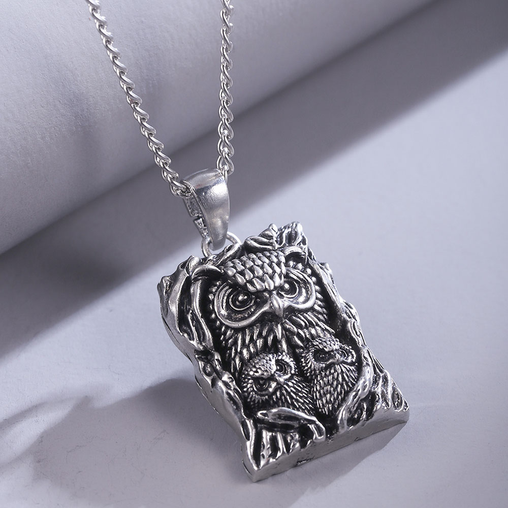 Collana con ciondolo gufo gotico catena Hip-Hop per donna uomo ciondolo tondo animale gioielli moda accessori regalo Choke Color argento