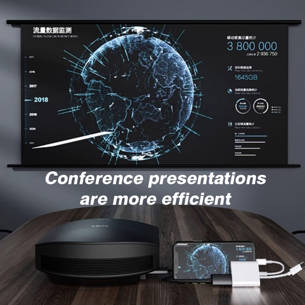 4k @ 60hz lightning/typ-c till hdmi hd-konverterare 1080p projektionslinjedisplayvideokonverterare för iphone 16 15 14 13 ipad macbook