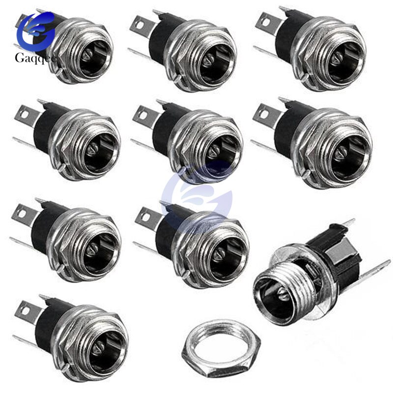 10Stck DC Energie Stecker Stift Buchse Stecker Buchse + Stecker Jack Tafel montieren-anschluss 5,5mm 2,1mm stecker Adapter 2 Terminal Arten: weiblich Jack 10 Typ2