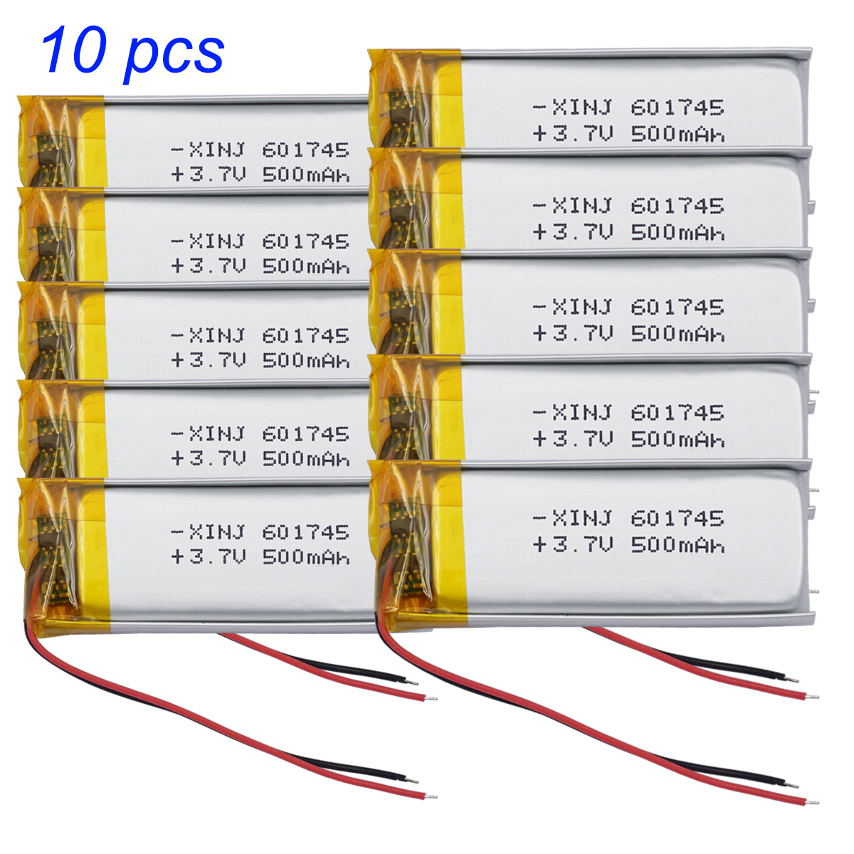 10 szt. 3.7V 500mAh 1.85Wh polimerowa bateria litowa Lipo 601745 do inteligentnego zegarka MP4 odtwarzacz muzyczny kamera DVR DVC