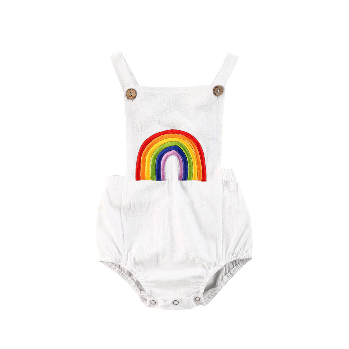 Bebê infantil menina meninos irmã outfit bordado arco-íris sem mangas macacão algodão roupas de verão 0-24 meses: Bodysuit / 24 m