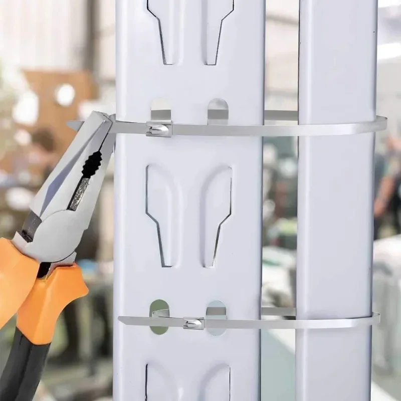 Bridas de Metal para cables, anillos de sujeción autoblocantes de acero inoxidable, correas de amarre para cables de alta resistencia, organizador de envoltura de escape para el hogar y la Oficina