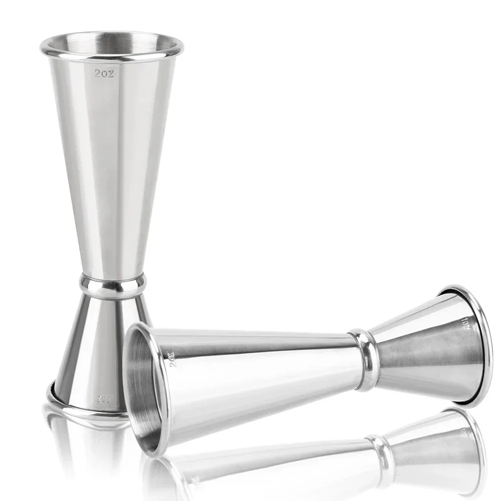 2PCS 30/60ml Cocktail Wine Shaker Measure Cup Stainless Steel Double Shot Drink Spirit Measure Jigger Kitchen Supplies gadget: Beige