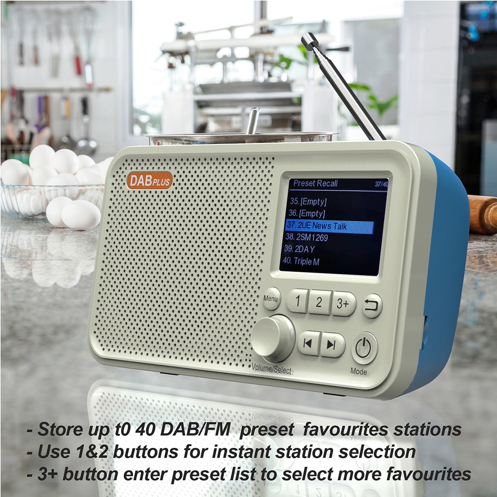 2.4 inch DAB DAB+ FM Digital Radio with Telescopic Antenna Color LCD Display Bluetooth-compatible Broadcasting Radio MP3 Player