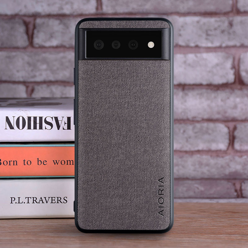 Case voor Google Pixel 6 Pro 6A coque Luxe textiel Lederen huid zachte TPU harde telefoon cover voor google pixel 6 case: koolstof vezel / Donkergrijs