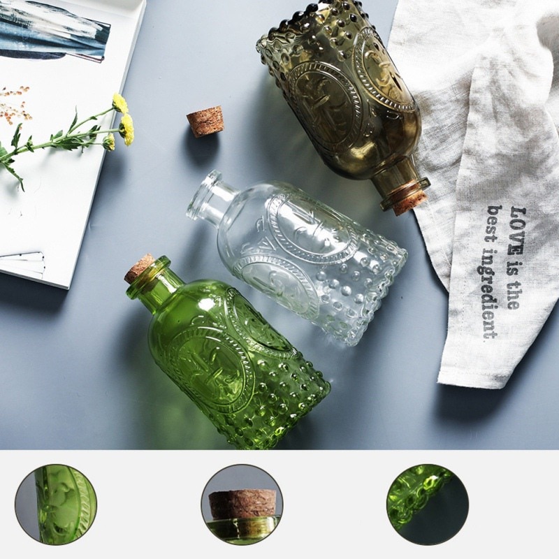 250ml klasyczny rzeźbiona butelka z zapachem świeża zakka szklana dekoracja na butelkę wstaw wazon kompozycja kwiatowa przeźroczysta szklana butelka