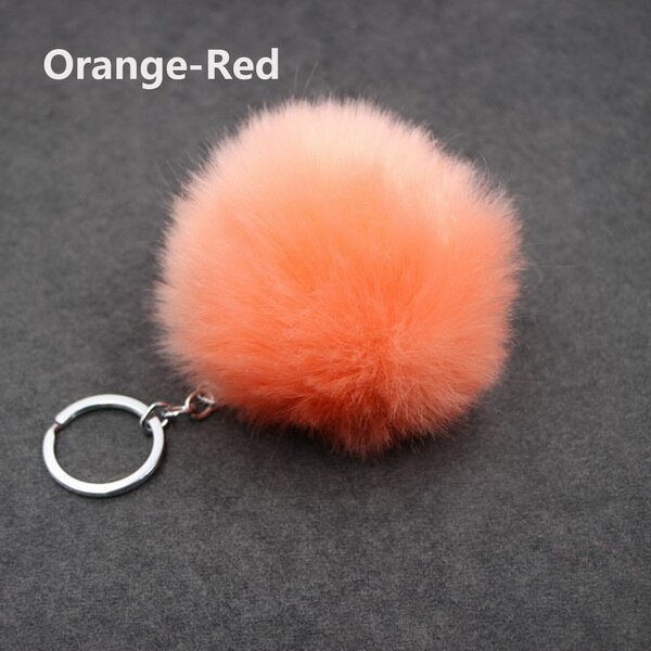 Christmas Artificial Rabbit Fur Ball Plush Fuzzy Fur Key Chain POM POM Keychain Car Bag Keychain Key Ring Pendant Jewelry: Orange Red