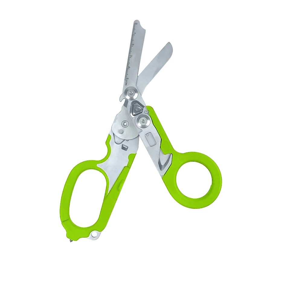 Raptor Emergency Response Shears Multifunctional Scissors with Strap Cutter and Glass Breaker with Compatible Holster: green