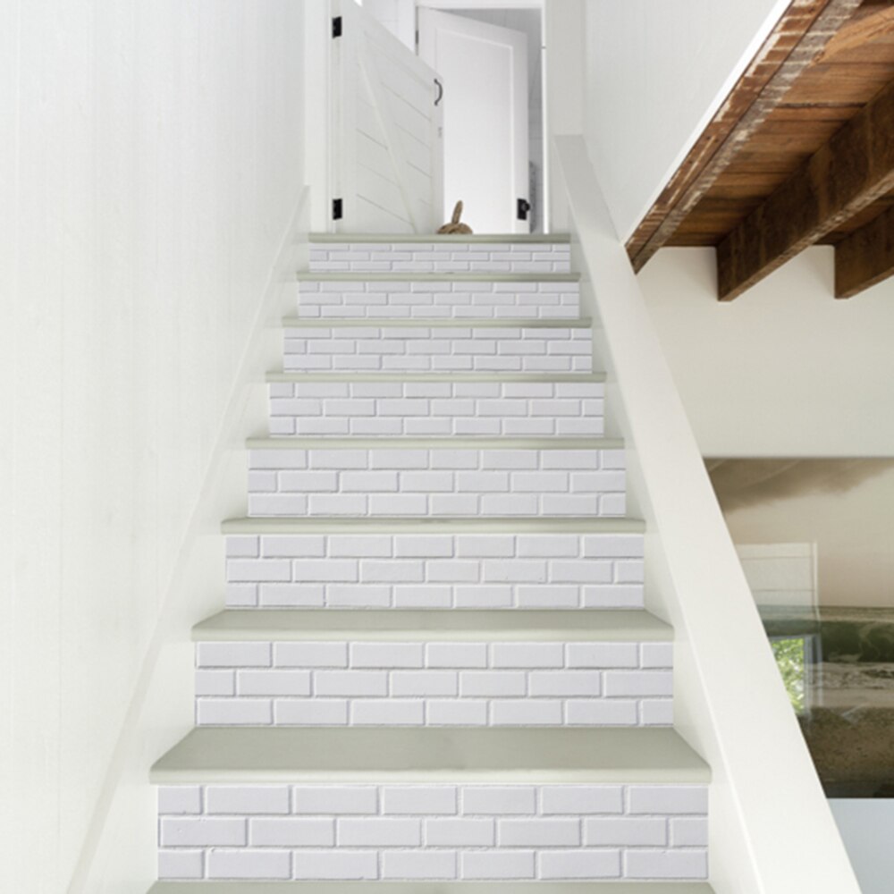 Hvid mursten mønster trappe væg klistermærke køkken badeværelse fliser boligindretning kunst vægmaleri vandtæt diy vinyl tapet