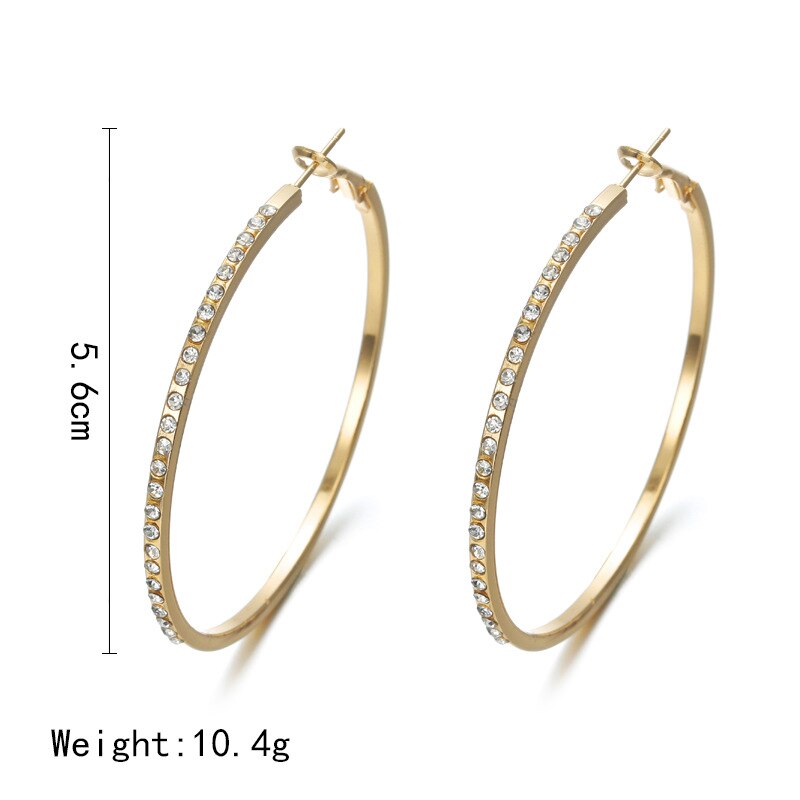 Grote Hoepel Oorbellen Vrouwen Gouden Zilveren Kleur Strass Oor Ringen Koreaanse Sieraden Earring Hoops Party Accessoires